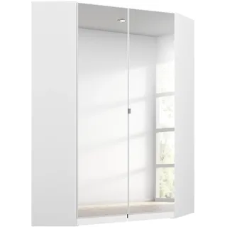 Rauch Möbel Nidda, Eckschrank mit 2 Spiegeltüren, Eck-Kleiderschrank, Kleiderschrank weiß, Garderobe, Schrank mit Stauraum, Drehtürenschrank, 2-türig, Farbe Alpinweiß, 117x197x104cm
