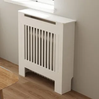 FATIVO Heizkörperverkleidung 101×78×19cm Hohe Heizkörperabdeckung Vertikal Lamell Holz Weiß aus MDF lackiert Landhausstil Heizungsverkleidung Hoch für Schlafzimmer Wohnzimmer Büro Heizkörper Abdeckung