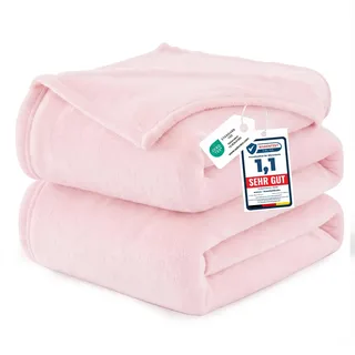 WAVVE Kuscheldecke Flauschige Decke Rosa 230x270 cm - Groß Fleecedecke 270x230 Weich Sofaüberwurf, Sofadecke warm Als Couchdecke, Tagesdecke oder Bettüberwurf