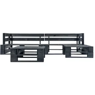 vidaXL 4-tlg. Garten-Paletten-Sofagarnitur Schwarz Holz - Schwarz