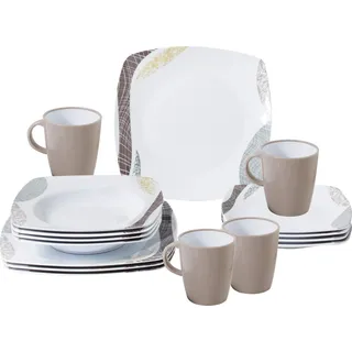 Brunner Khadì Campinggeschirr Set 16-tlg. braun/weiß