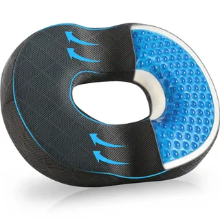 SKYNY Gel-Donut Sitzkissen aus Memory Foam – Ergonomisches Sitzring-Design für gleichmäßige Druckverteilung – Sitzring Sitzkissen für langes Sitzen im Büro, Homeoffice, Auto & Alltag