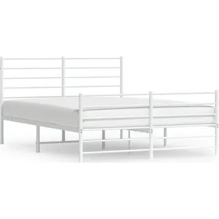 vidaXL Bettgestell mit Kopf- und Fußteil Metall Weiß 120x190 cm - Weiß