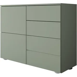 Kommode BORCHARDT MÖBEL "Rova, modern, grifflos, praktisch, 2 Türen", salbei, B:93cm H:72cm T:35cm, Holzwerkstoff, Sideboards, Kommode, Push-To-Open, verstellbare Einlegeböden, viel Stauraum, Breite 93cm