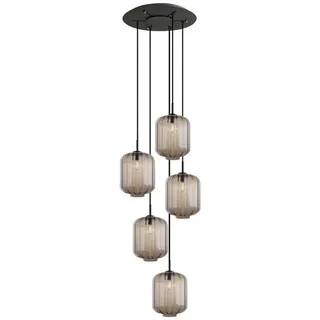 s.luce Galerieleuchte Velo 5-flammig Klar Ø 25cm , Klar, Schwarz , Glas , Zylindrisch , E27 , 25x27x25 cm , Lampen & Leuchten, Innenbeleuchtung, Hängeleuchten, Pendelleuchten