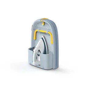 Joseph Joseph Pocket - Platzsparender faltbarer Bügeltisch, kompakte Tischplatte Bügeltisch mit Baumwollbezug, grau/gelb