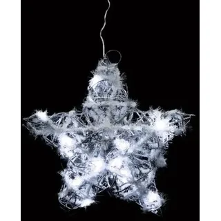 Kreuzschlitz Weihnachten Silber Mit Schnee 30cm 15 Lichter LED Weiß + Batterie