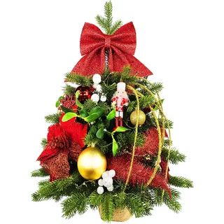 Dekorierter künstlicher Weihnachtsbaum Roter Nussknacker II 60 cm mit LED-Beleuchtung IN FLOWER - Bunt