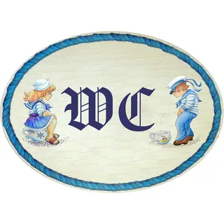 Kaltner Präsente Geschenkidee - Geschenkartikel Deko Türschild im Antik Design Dekoartikel Toilette WC maritim (18 x 13 cm)
