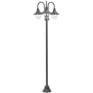 The Living Store Garten-Pollerleuchte E27 220 cm Aluminium 3-Laterne Bronze - Braun