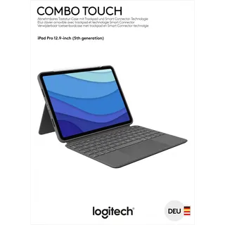 Logitech Combo Touch Tastatur Case für iPad Pro 12.9'' 5 Gen Deutsch oxford grey