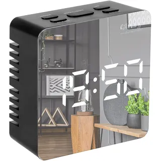 CAMRY CR 1150B Wecker mit Raumtemperaturanzeige Alarm Datumsanzeige Weckeranzeige Hintergrundbeleuchtung Tischuhr Temperaturanzeige USB- oder batteriebetrieben (Schwarz)