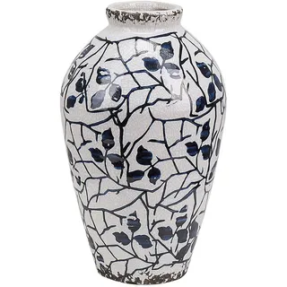 Beliani Blumenvase Steinzeug weiß Mallia , Weiß , Vintage , 22 cm , Dekoration, Vasen, Keramikvasen