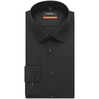 Seidensticker Herren Business Hemd Slim Fit Bügelfrei Kent Langarm Shirt, Schwarz, 43