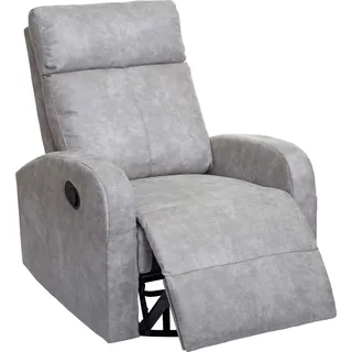 Fernsehsessel HWC-A54 Premium, Relaxsessel Schaukelstuhl Wippfunktion, drehbar Stoff/Textil hellgrau - Grau
