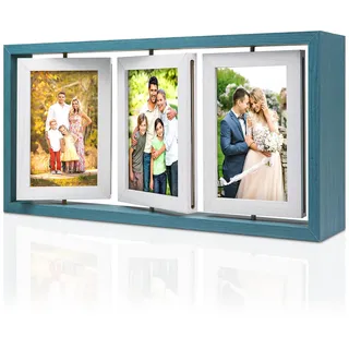 ZEEYUAN Bilderrahmen 10x15 Drehbarer Fotorahemen Collage 6 Fotos zum Aufstellen für Familie, Hochzeit, Mädchen, Jungen, Freunde