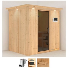 Bild Sauna »Finja«, (Set), 3,6-kW-Bio-Plug & Play Ofen mit externer Steuerung beige