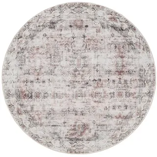 benuta Vintage-Teppich George waschbar ø 120 cm rund , Creme, Taupe , Kunststoff , Vintage , Rund , 120x120 cm , Oeko-Tex® Standard 100 , in verschiedenen Größen erhältlich, rutschfeste Unterfläche, waschbar , Teppiche und Böden, Teppiche, Vintageteppiche