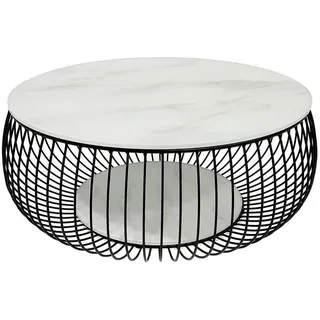SalesFever Coffeetable Schwarz Metall Glas 86 x 35 x 86 cm