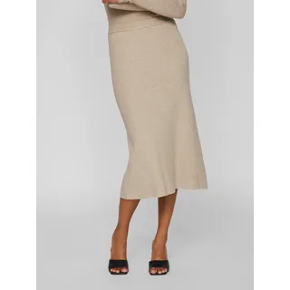 Strickrock VILA "VICOMFY A-LINE KNIT SKIRT- NOOS", Damen, Gr. M (38), beige (natural melange), Strick, Obermaterial: 51% Viskose, 27% Polyester, 22% Polyamid, unifarben, regular fit kniebedeckend, Röcke Strickrock