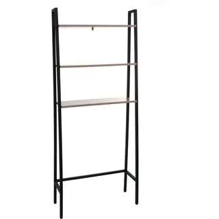 Mendler Standregal HWC-K82, Badregal Waschmaschinen-Regal Leiterregal, Industrial Metall Holz 155x64x25cm - grau-braun