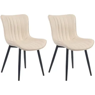 CLP 2er Set Stühle Largo I Samt- Oder Kunstlederbezug I Gepolsterter Esszimmerstuhl I Lehnstuhl mit 4-Fuß Metallgestell