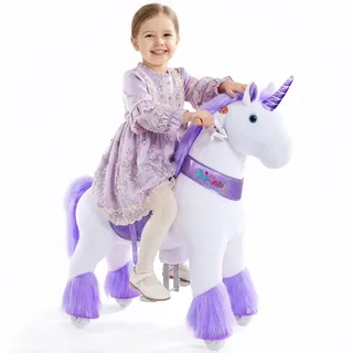 PonyCycle Schaukelpferd auf Rollen mit Sound und Bremsen für Kinder von 4-7 Jahren Reittier Einhorn - Ux406 - Violett