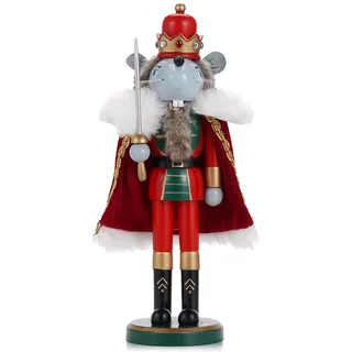 VorFor Nussknacker Figur Puppe,35cm Nussknacker,Weihnachtsdeko Holz,Deko (Mantel Schwert Ratte), Freunde Und Freunde