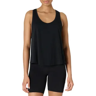 Amazon Essentials Damen Relaxed Fit Tank Top Weit, Active Soft Cotton Leichtes Yoga-Workout-Tanktop mit Racerback, Schwarz, XXL