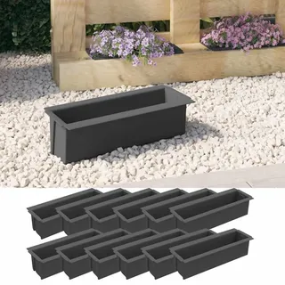 vidaXL 12x Pflanzkasten Blumenkasten Pflanzkübel Pflanzgefäß Blumenkübel Balkonkasten Hochbeet für Europaletten Grau 36x13,5x9,5cm PP
