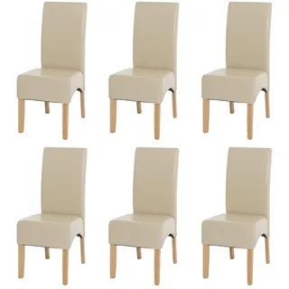 Mendler Esszimmerstuhl Latina Leder beige 6er Set