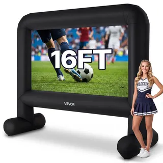 VEVOR aufblasbare Filmleinwand Projektion Beamer Leinwand aus 600D, Projektionsleinwand mit tragbarer Aufbewahrungstasche, 16:9, Filmprojektion für Heimkino Mottoparty Poolspaß ( 378 x 130 x 317 cm)