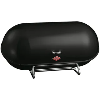 Wesco Brotkasten Breadboy mit klapperfreiem Schwenkdeckel in der Farbe schwarz, pulverbeschichtetes Stahlblech, Lüftungslöcher und stabiler Handgriff