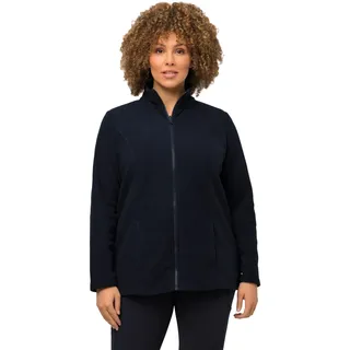 Ulla Popken Damen Fleecejacke, Baukastensystem, Innenjacke, Stehkragen Sweatshirt, Marine, 54-56 EU