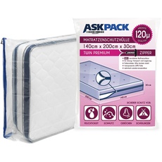 ASK Pack Matratzenschutzhüllen mit Anker-Reißverschluss - Größen von XS bis XXL, Wasserdicht, Reißfest, Ultra Starkes Material 120 mikron - Ideal für Umzug, Lagerung und Transport - 140x200 cm