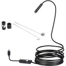 Mini USB Endoskop, Asudaro Endoskopkamera mit LED-Licht USB Endoskop 5.5mm Wasserdicht Boreskop Inspektion Kamera Inspektionskamera,1m/2m/5m Kabel Rohrkamera für Autoreparaturen,schwarz 1M