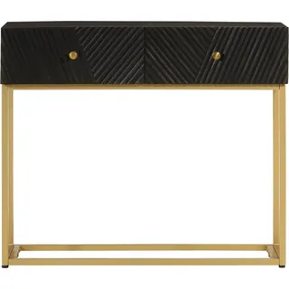 vidaXL Konsolentisch Schwarz 90x30x76 cm Massivholz Mango und Eisen - Schwarz