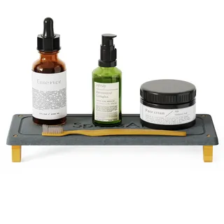 SpaceAid DryingNeat Spülbecken-Organizer, sofortiger Trockenspülbecken-Organizer, Küchenschwamm-Seifenhalter, Arbeitsplatte, schnell trocknendes Gestell (Bambusfüße, schwarz)