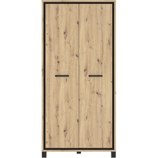 Bild Kleiderschrank mit 2 Türen, Holzwerkstoff, Artisan Eiche kombiniert mit Schwarz Eiche, 99,1 x 209 x 60,3 cm
