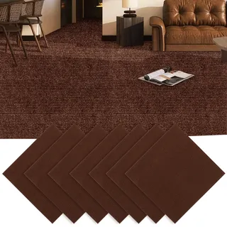 GBACHOOSE 30 Stück Teppichfliesen 30x30 cm, Teppichfliesen Selbstklebend, Teppichboden, Teppich Fliesen, Teppichfliesen Selbstliegend für Büro, Wohnzimmer, Balkon (Braun)