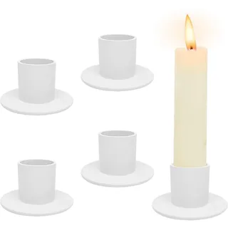 4 Stück Weiß Kerzenständer,Retro Candlelight Dinner Kerzenhalter, für Wohn,Esszimmer und Schlafzimmerdekoration Kamindekoration