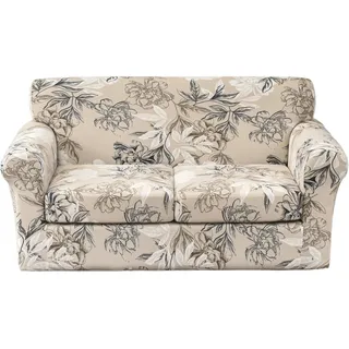 EBETA E Sofahusse Sofabezug mit 2 Separatem Sitzkissenbezug Stretch Sofaüberwürfe Couchbezug Elastischer Stretchhusse für Sofa (Blumen, 2 Sitzer)