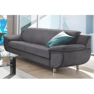 TRENDMANUFAKTUR Couch Kunstleder 3-Sitzer Grau
