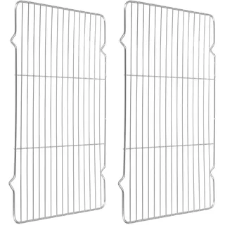 QUARKZMAN 2 Stück Rechteckiges Rost 15.4" x 11" Edelstahl Silber | Draht Kuchengitter Grillrost Kreuzdraht Barbecue Grill, Zum Kochen Braten Grillieren Trocknen Backofen