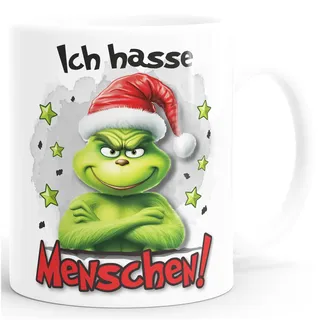 MoonWorks® Kaffee-Tasse Weihnachtsnörgler Geschenk für Weihnachtsmuffel Ich hasse Menschen Weihnachtstasse lustig Weiss standard