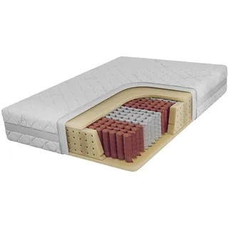 MKS Taschenmatratze Jove - 200/200 - H3 - Sivo , Weiß , Textil , H3 , Füllung: Schaumstoff , Rechteckig , 200x200 cm , Oeko-Tex® , atmungsaktiv, Bezug abnehmbar/waschbar, wendbar, schadstoffgeprüft , Schlafzimmer, Matratzen, Taschenfederkernmatratzen