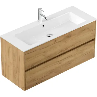 Posseik Badmöbel Limes und Waschtisch 2 Greifraum Auszüge 120 cm Eiche Gold