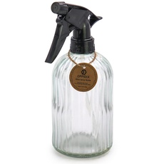 OFFIDIX Glas-Sprühflasche, transparente Feinnebel-Sprühflasche Handdruck-Pflanzen-Mister mit Top-Pumpe, 0,4-L-Sprühflasche mit Verstellbarer Düse für Gartenarbeit oder Hausreinigung