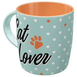 Nostalgic-Art Retro Kaffeebecher, 330 ml, Cat Lover – Geschenk-Idee für Katzen-Besitzer, Keramik-Tasse für Kaffee, Vintage Design mit Spruch