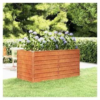 Hochbeet aus Cortenstahl für Garten, Balkon und Terrasse, Kräuterhochbeet zum Selbstbau, Pflanzkübel aus Metall, Grau, 160 x 80 x 77 cm